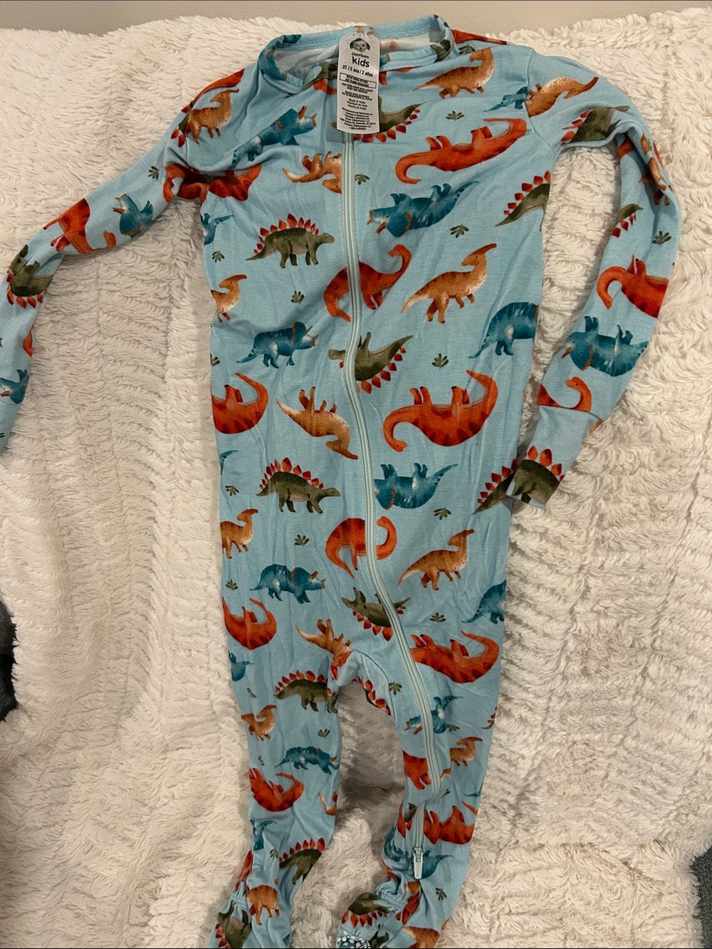 Gerber Blue Dinosaur Zip-Up Footed One-Piece